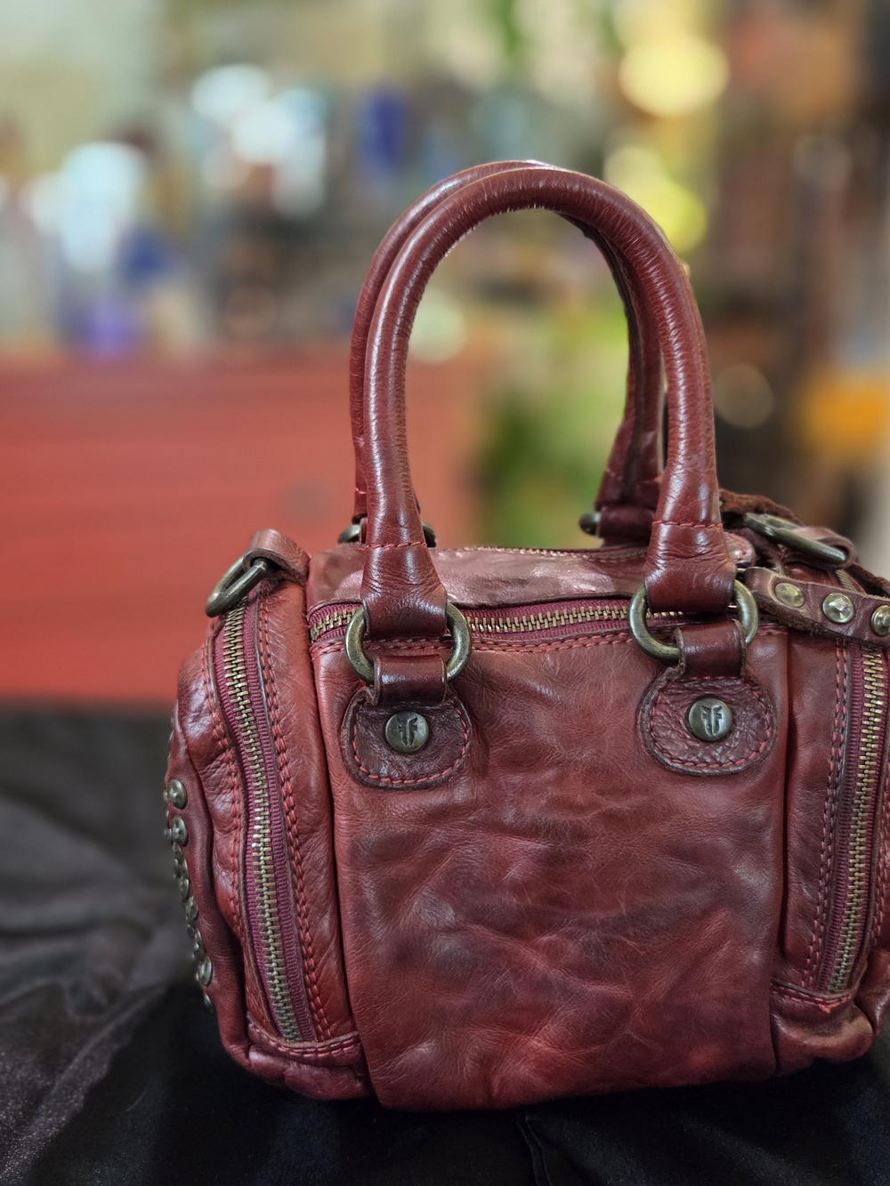 FRYE Red Leather Mini Satchel - Women's Bag - Picture 2 of 12